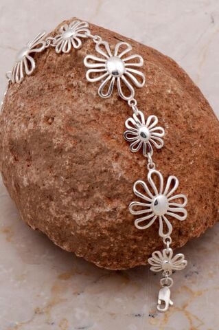 Çiçek Tasarım Gümüş Bileklik 3960