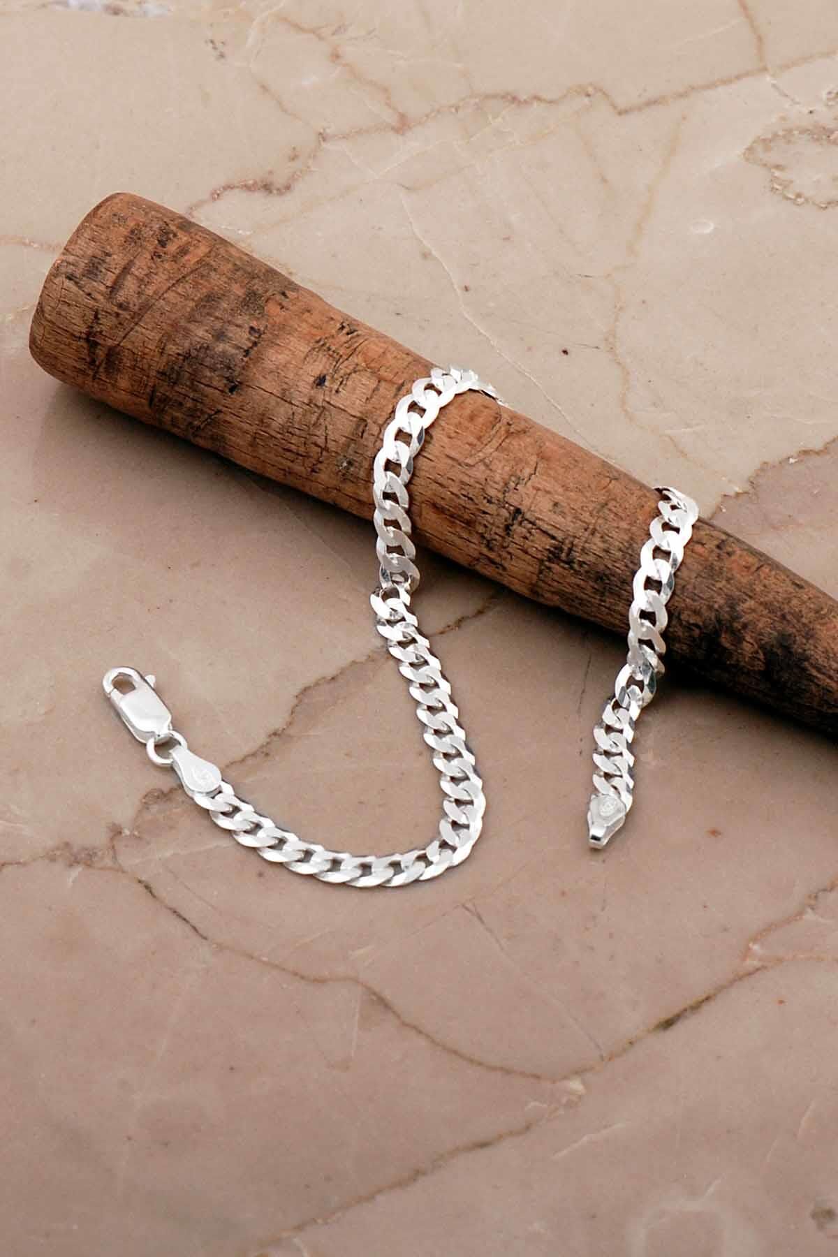 Gurmet 4,5 Mm 21,5 Cm İtalyan Gümüş Erkek Zincir Bileklik 4788