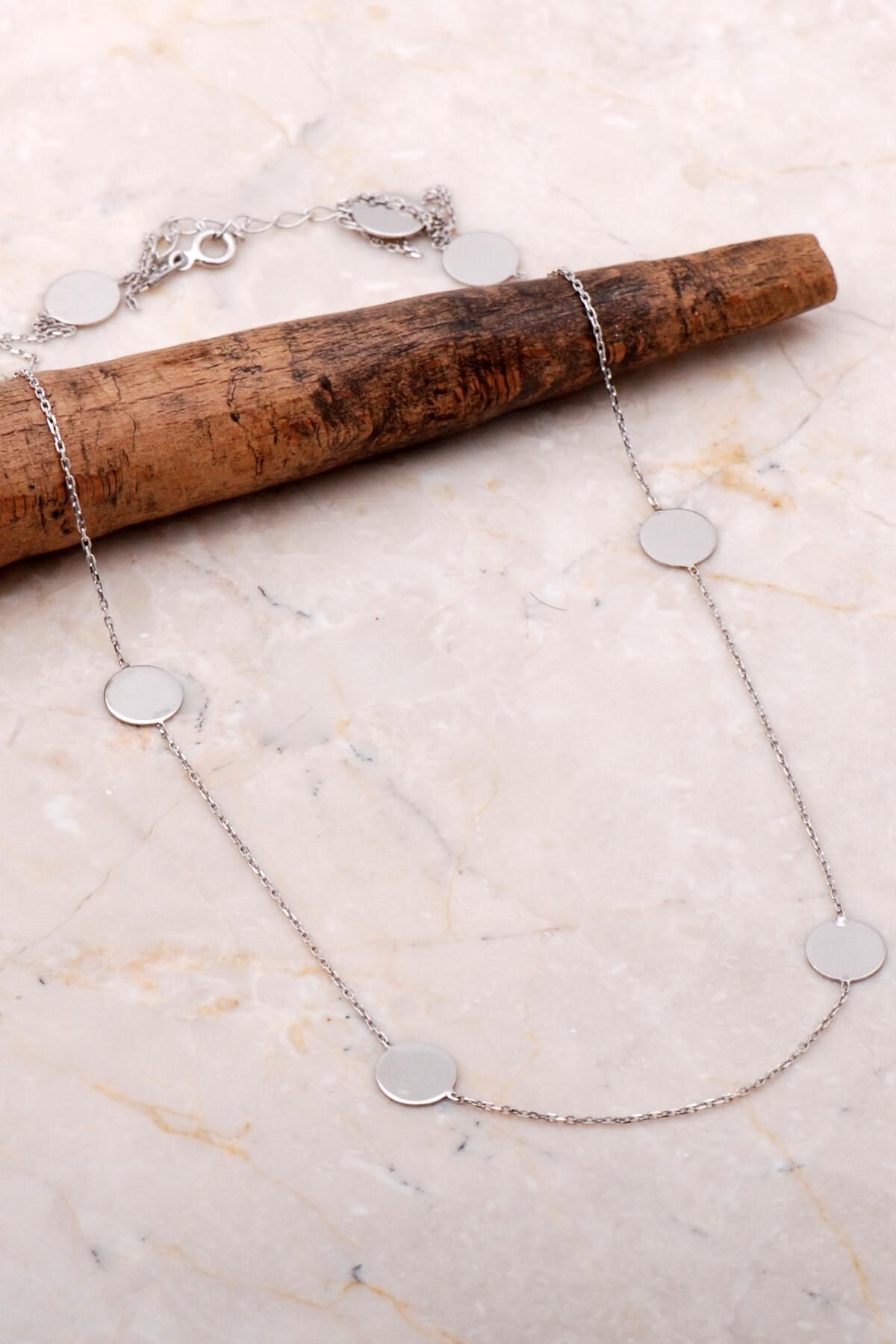 Sıralı Pullu Tasarım Gümüş Kolye 3293