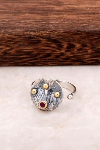 Çekiç Dövme Tasarım Gümüş Yüzük 2871