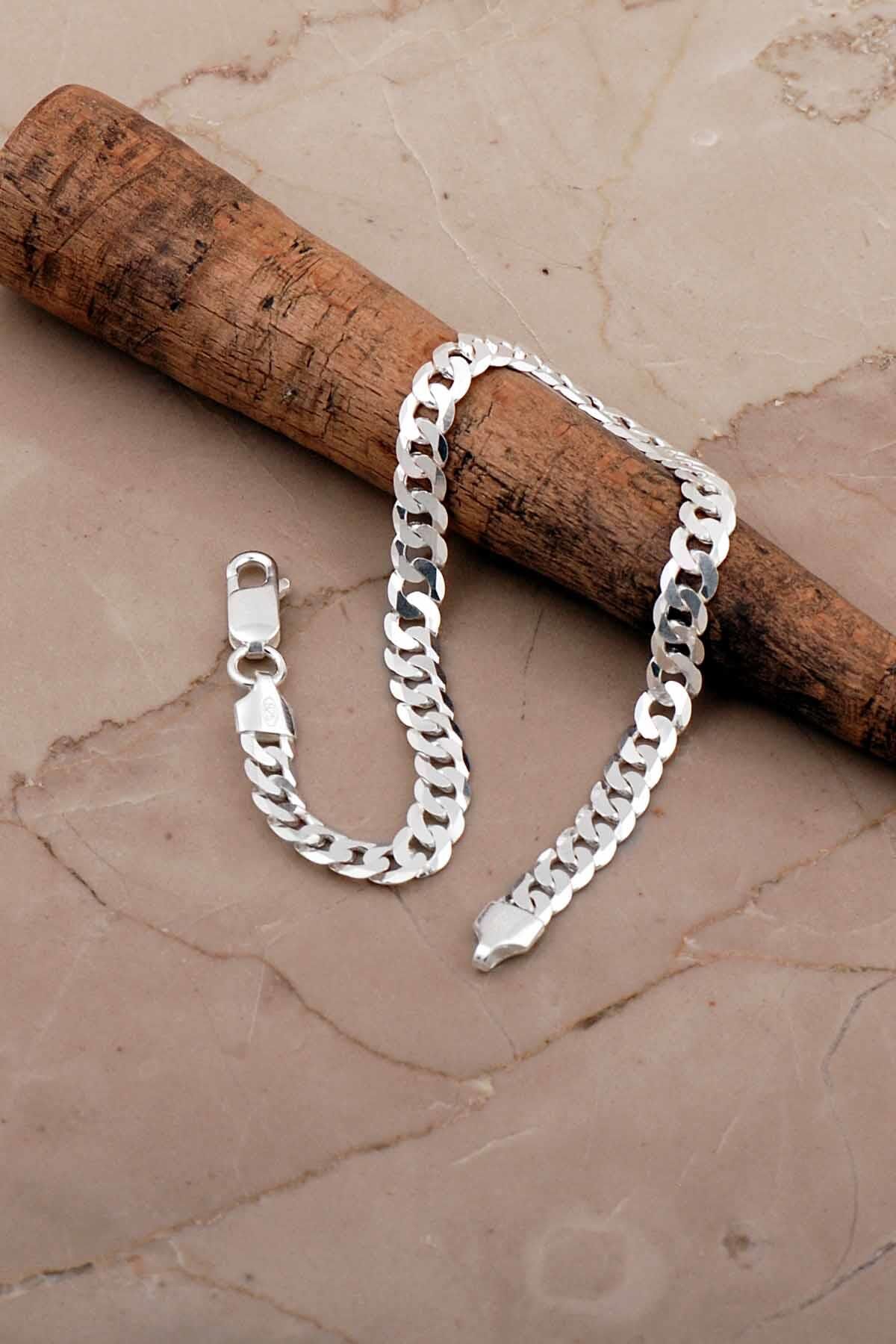 Gurmet 5,5 Mm 21,5 Cm İtalyan Gümüş Erkek Zincir Bileklik 4789
