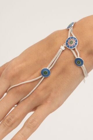 Hasır Örgü Anadolu Motifli Mineli Gümüş Şahmeran 84