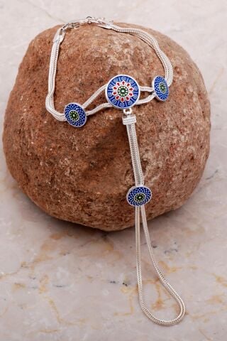 Mardin Güneşi Hasır Örgü Mineli 925 Ayar Gümüş Şahmeran 84