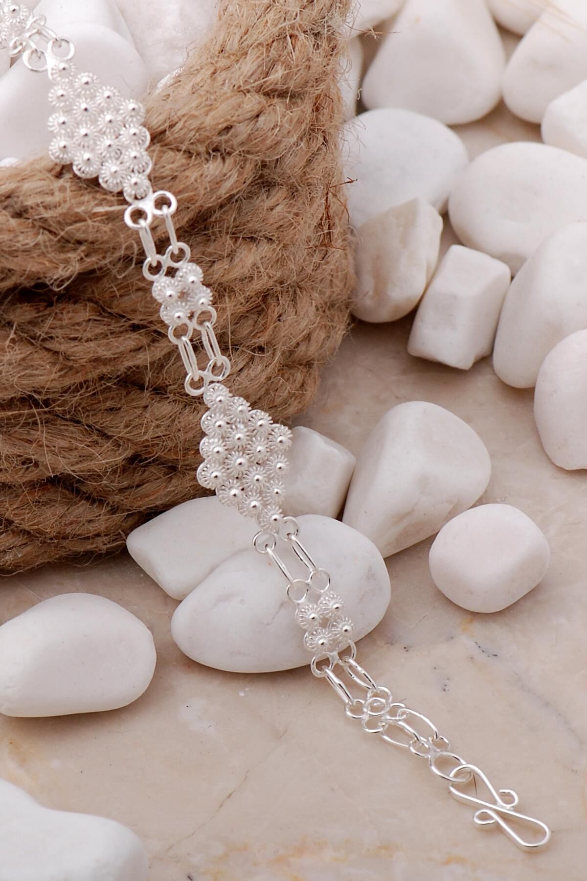 Toplu Telkari Elişi Gümüş Bileklik 3963