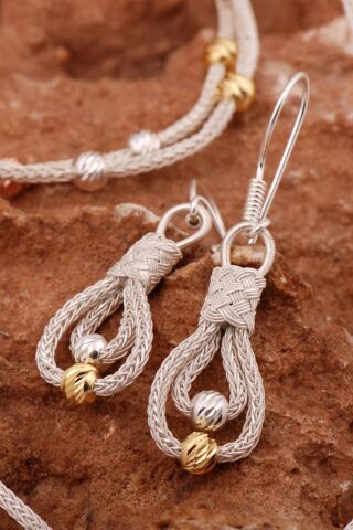 Kazaziye İşlemeli Elişi Dorika Tasarım 1000 Ayar Gümüş Set 2782