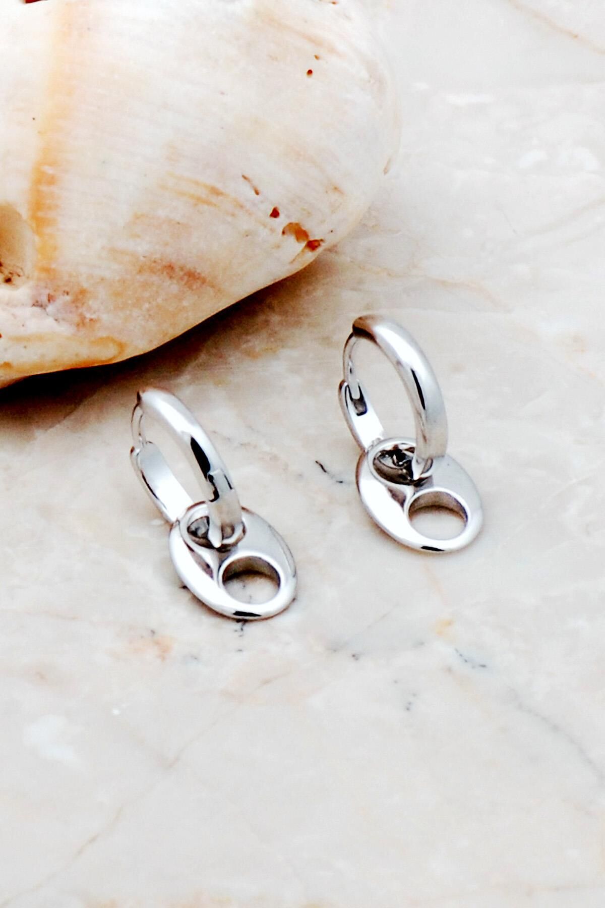 Rodyumlu Düğme Gümüş Küpe 5273