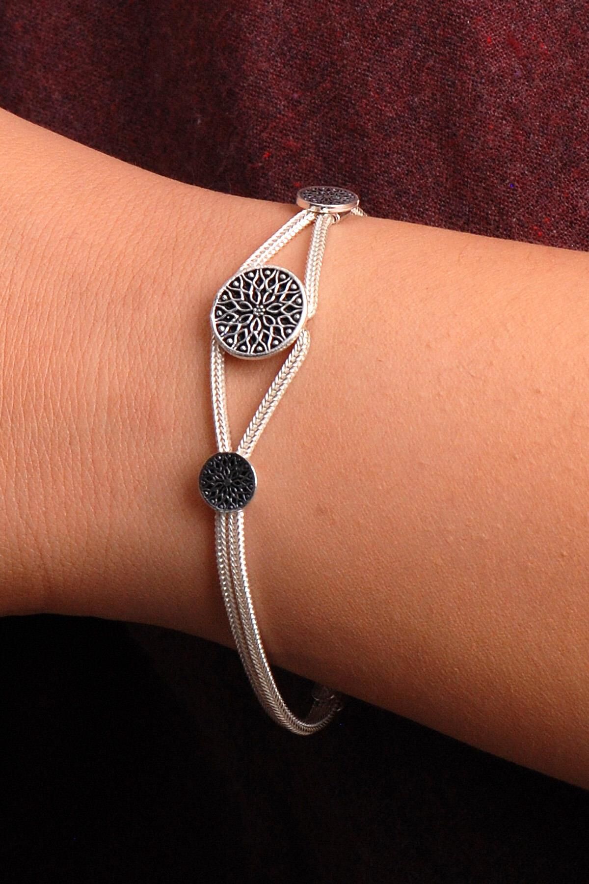 Midyat Hasırı Gümüş Tasarım Bileklik 3504