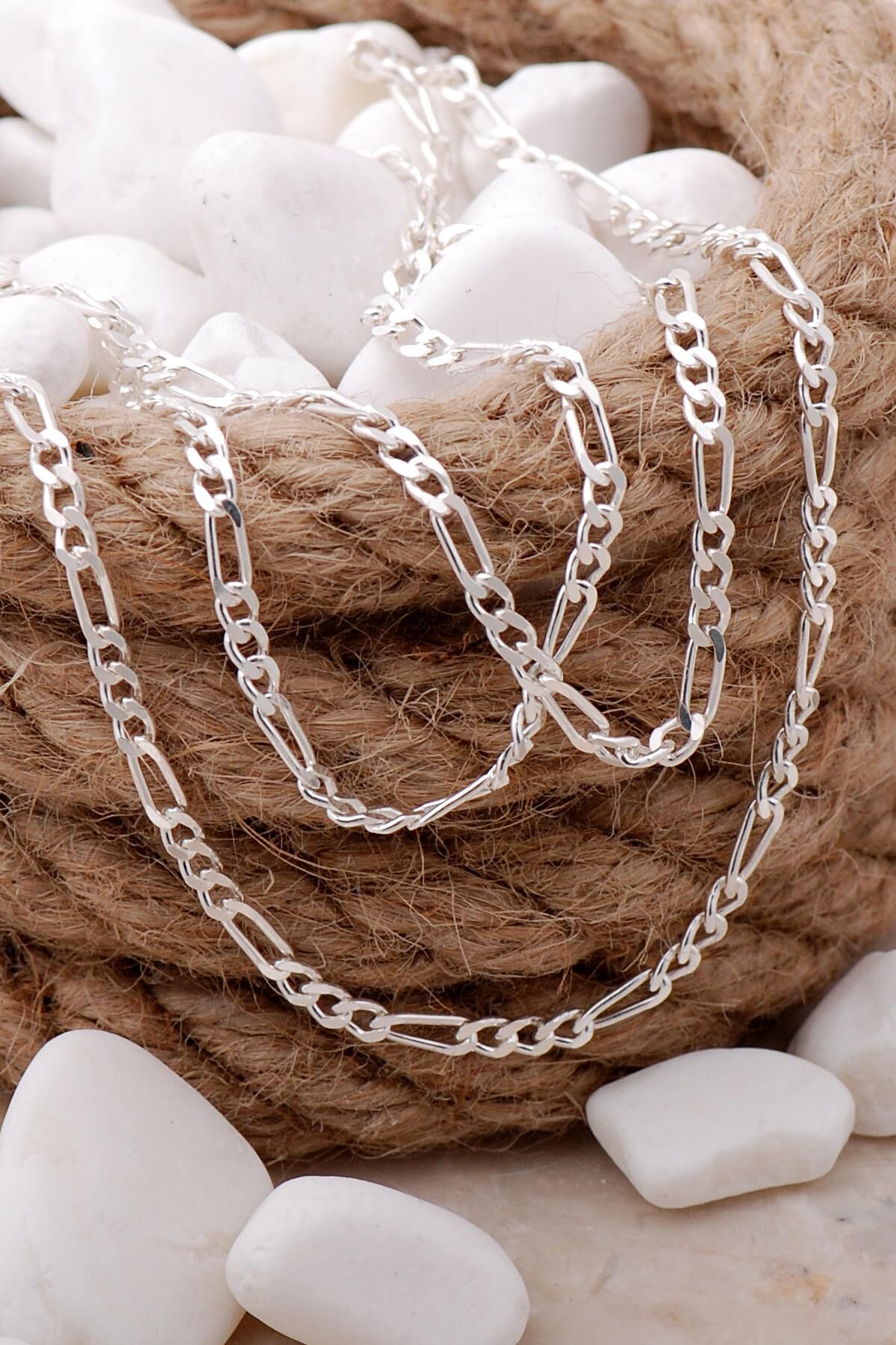 Figaro 2,5 mm 59 cm Gümüş Erkek Zincir Kolye 7636