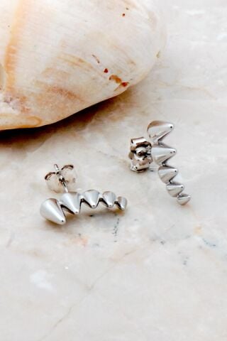 Taşsız Piramit Rodyumlu Gümüş Küpe 5276