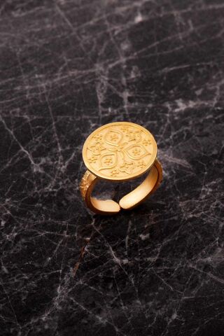 Anadolu Motifli Elişi Altın Kaplama Gümüş Yüzük 5975