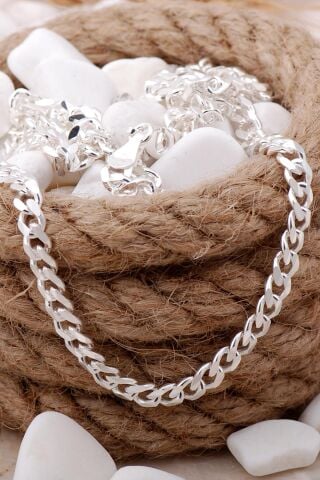 Gurmet 5,5 mm 60 cm Gümüş Erkek Zincir Kolye 7640