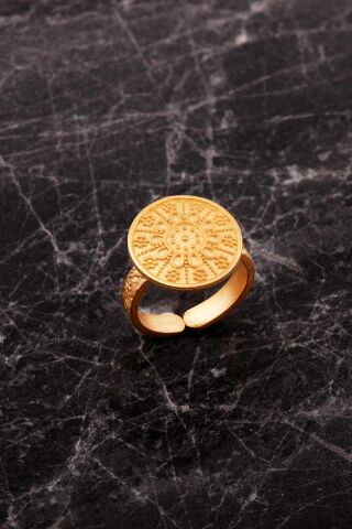 Mardin Güneşi Elişi Altın Kaplama 925 Ayar Gümüş Yüzük 5976