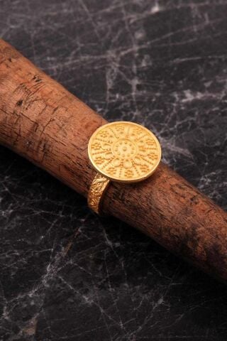 Mardin Güneşi Elişi Altın Kaplama 925 Ayar Gümüş Yüzük 5976