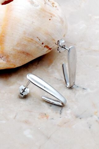 Yılan Model Rodyumlu Gümüş Küpe