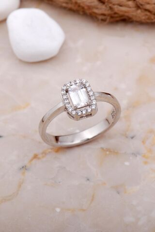 Baget Rodyumlu Gümüş Yüzük 3646