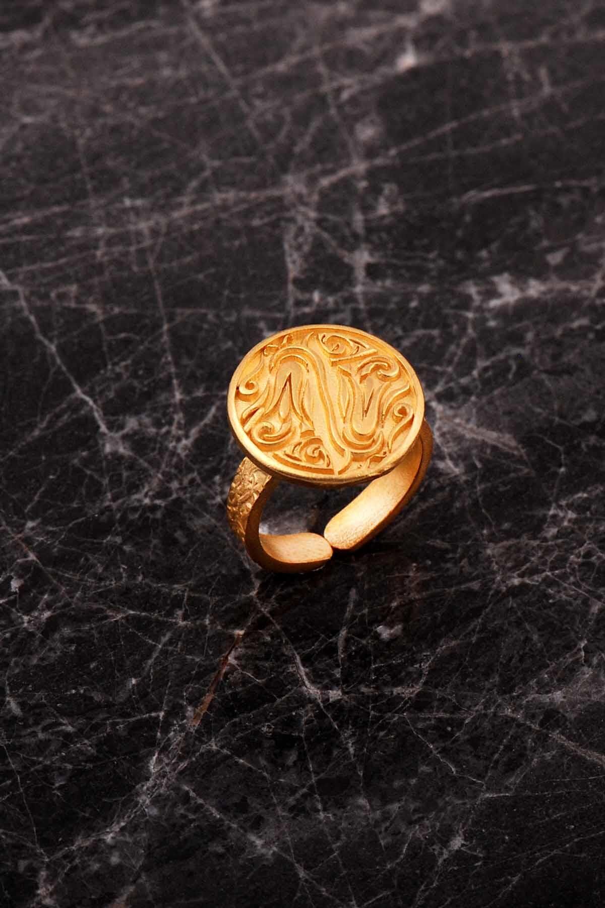 Laleli Elişi Altın Kaplama Gümüş Yüzük 5977