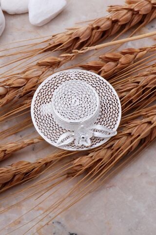 Şapka Tasarım Telkari Elişi Gümüş Broş 335