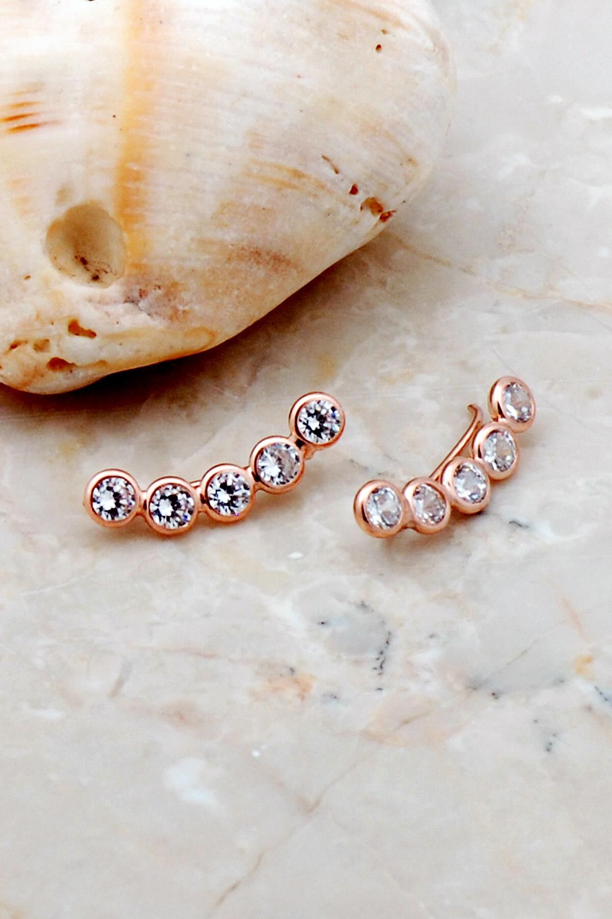 Su Yolu Rose Gümüş Küpe 5283