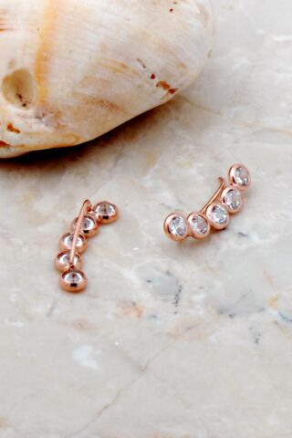 Su Yolu Rose Gümüş Küpe 5283