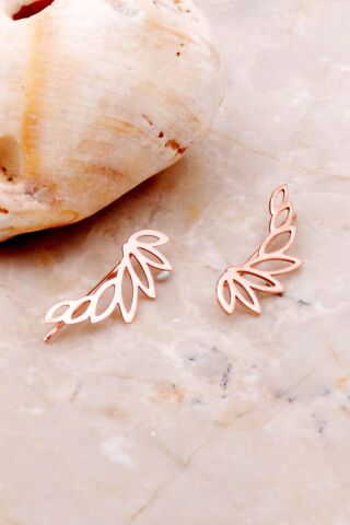 Melek Kanadı Rose Gümüş Küpe 5284