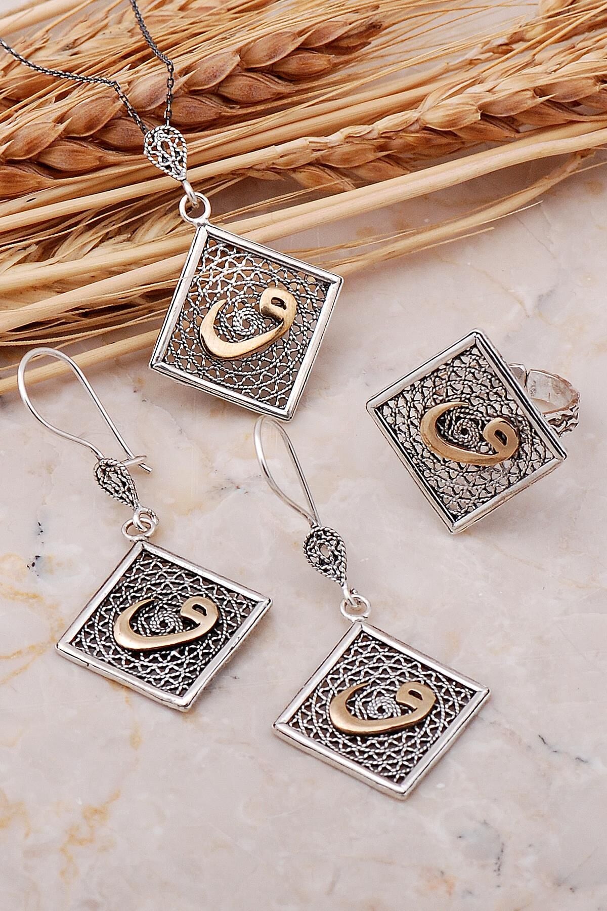 Vavlı Telkari Elişi Gümüş Set 2397