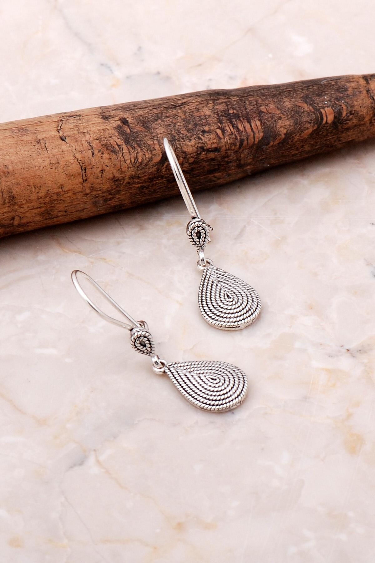 Telkari İşlemeli Elişi Sarma Gümüş Küpe 5076