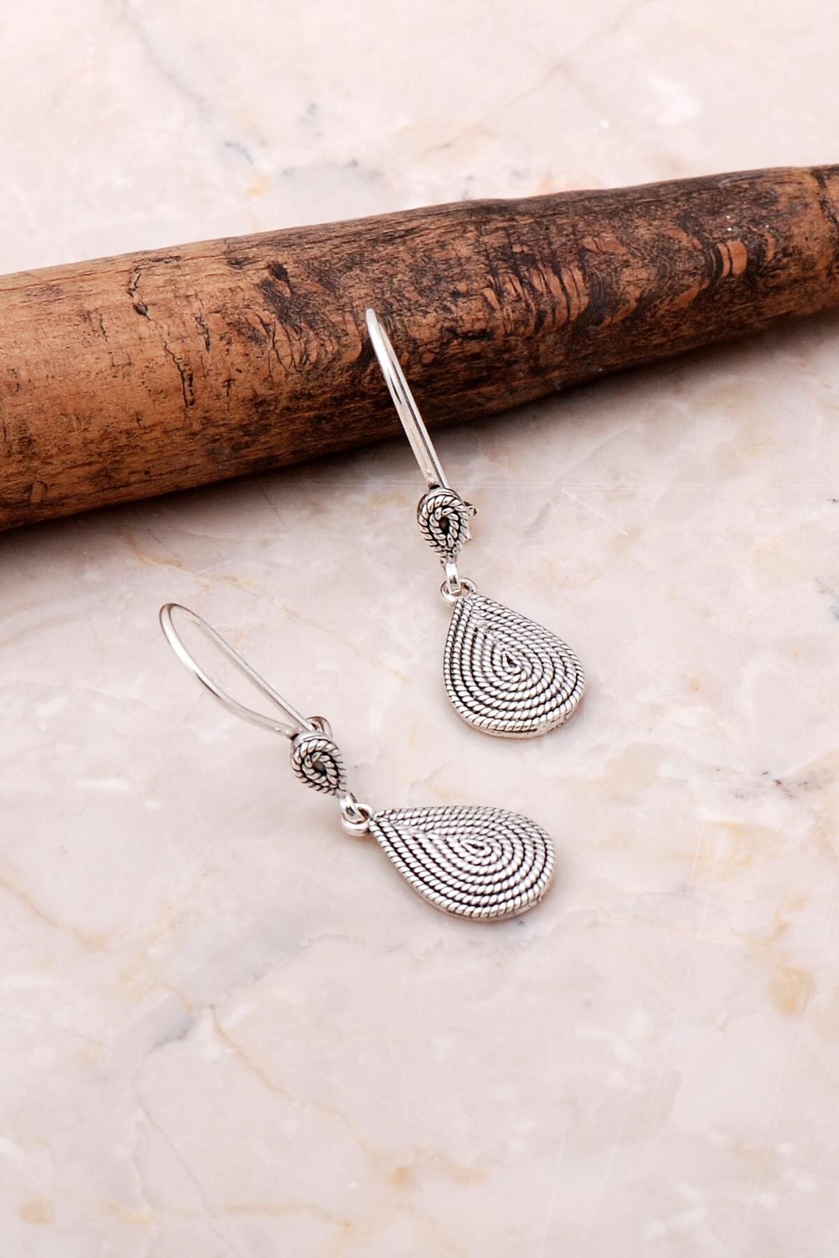 Telkari İşlemeli Elişi Sarma Gümüş Küpe 5076