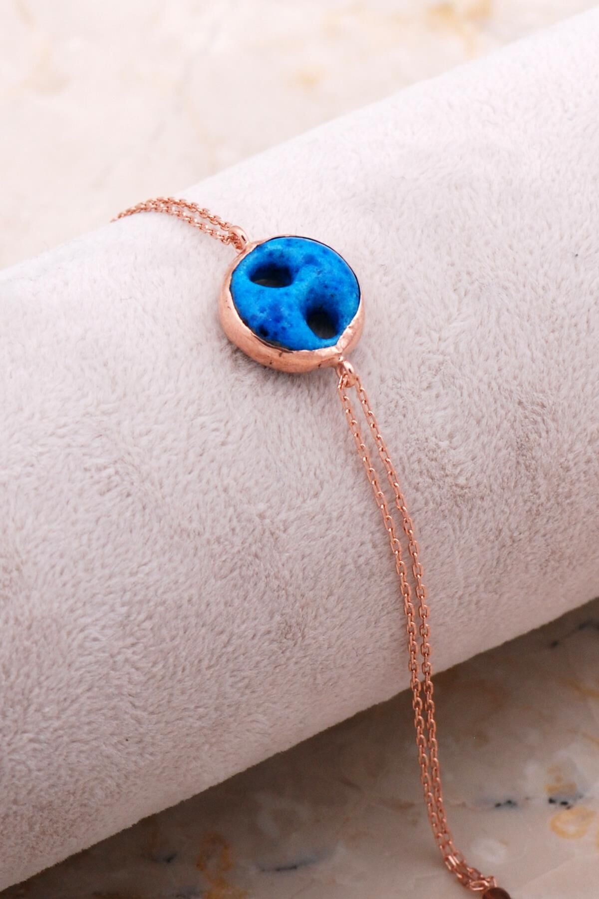 Süryani Nazar Boncuğu Rose Gümüş Bileklik 4294