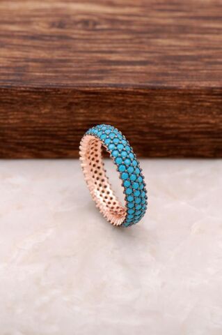 Nano Turkuaz Taşlı Tamtur Gümüş Yüzük 1154