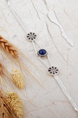 Midyat Hasırı Lapis Taşlı Anadolu Motifli Gümüş Bileklik 4792