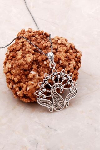 Tavuş Kuşu Telkari Elişi Gümüş Kolye 7183