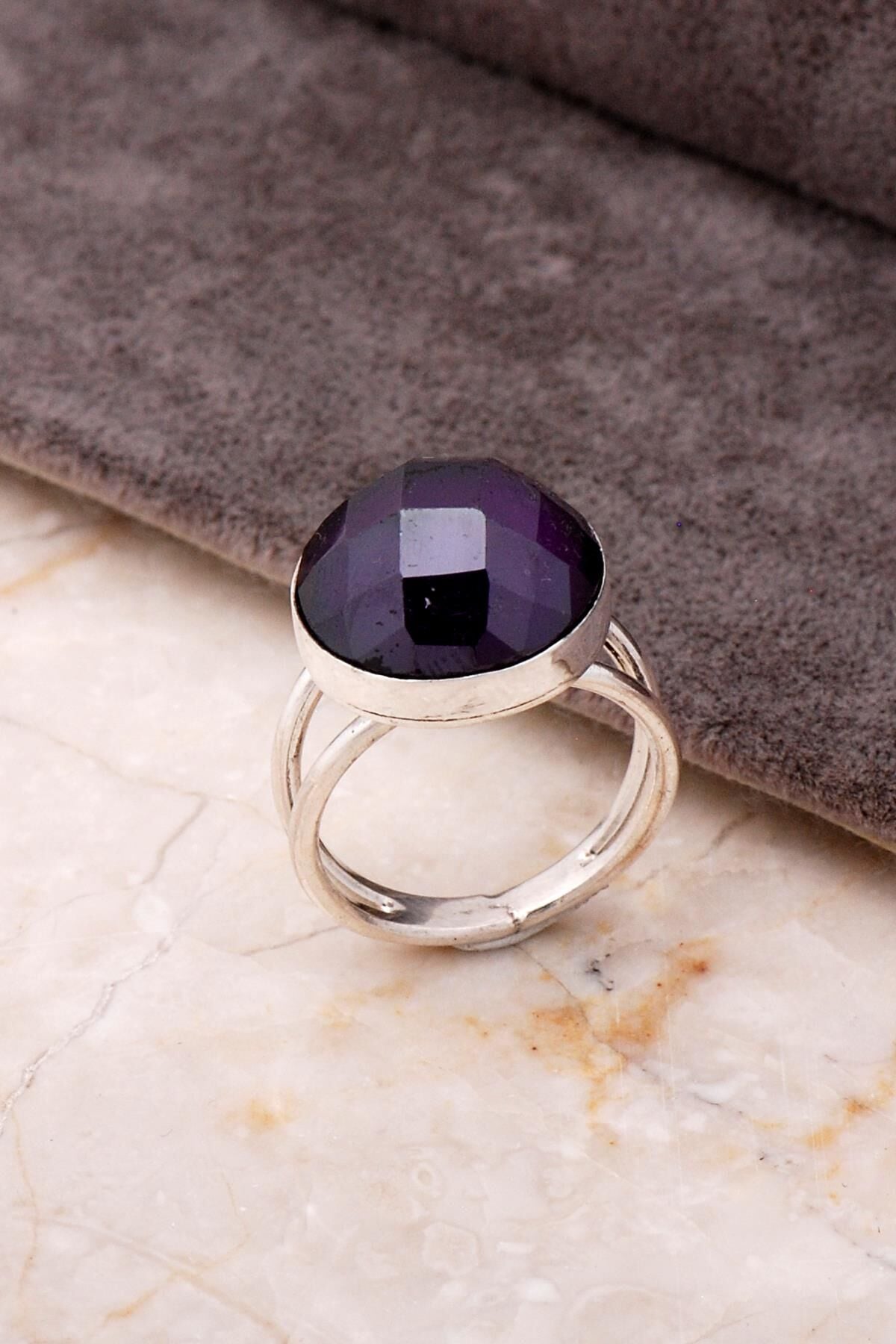 Ametist Taşlı Gümüş Yüzük 266