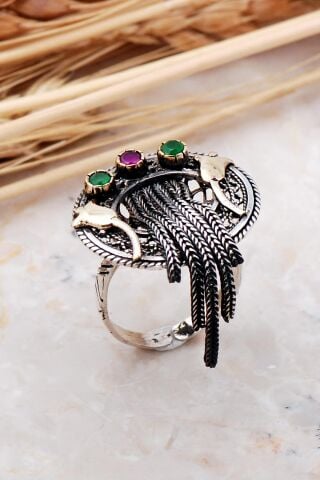 Lale Püsküllü Telkari Elişi Gümüş Yüzük 3227