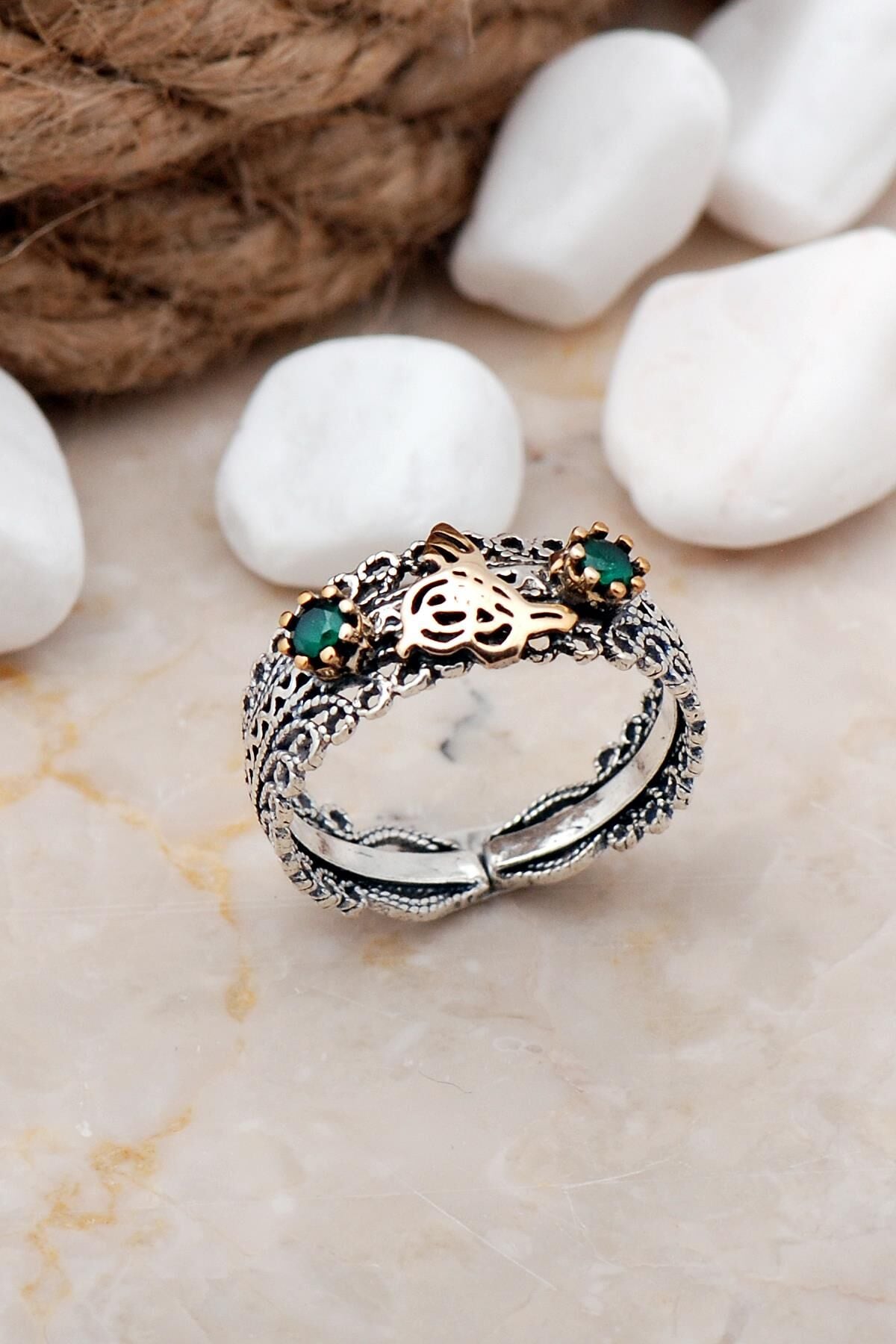 Osmanlı Tuğralı Telkari Elişi Gümüş Yüzük 19
