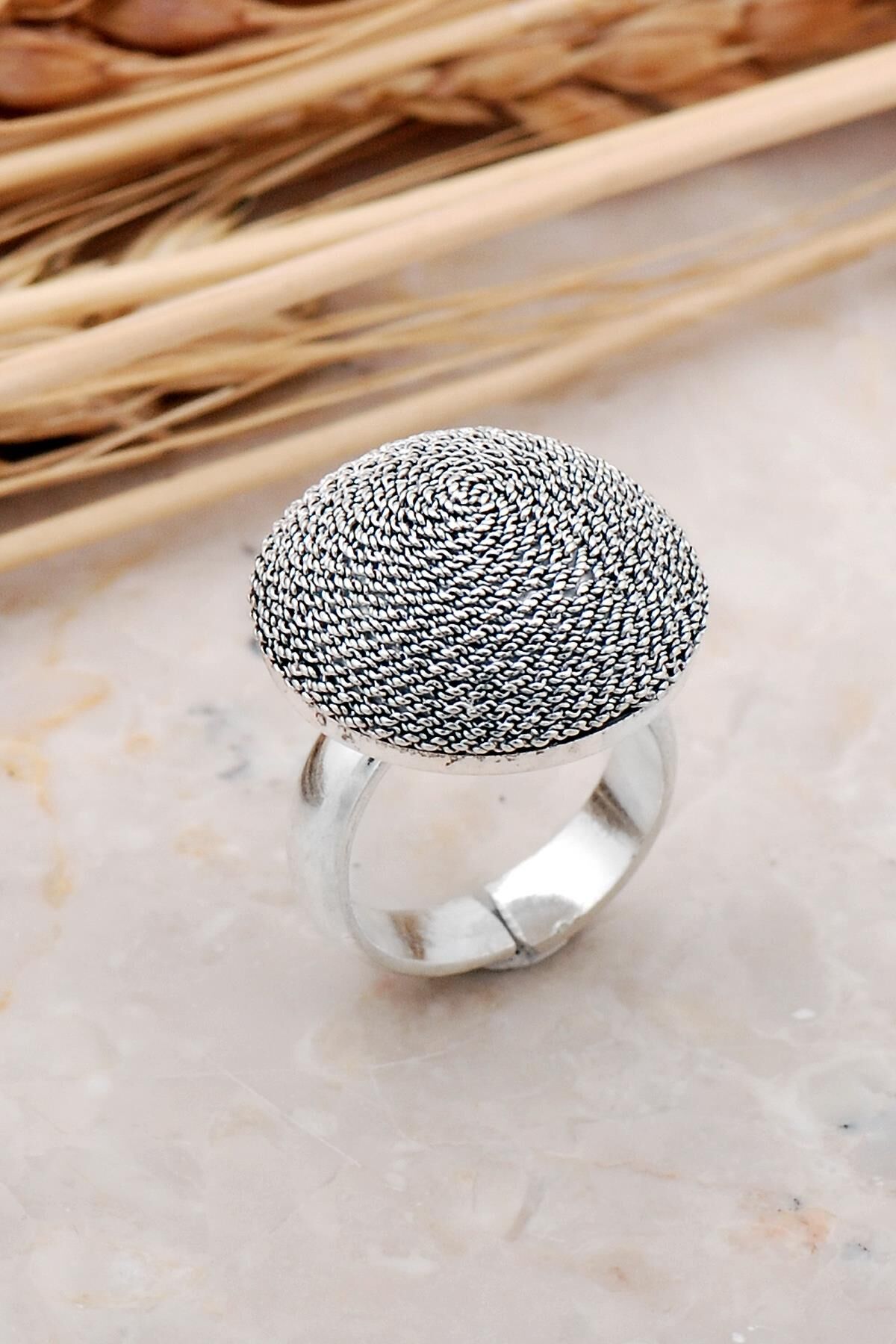 Telkari Sarma Elişi Gümüş Yüzük 3228