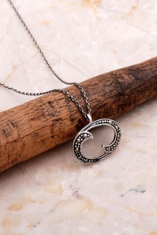 Markazit Taşlı Gümüş Kolye 7925