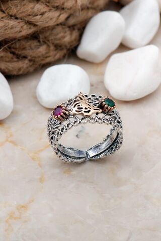 Osmanlı Tuğralı Telkari Elişi Gümüş Yüzük 18