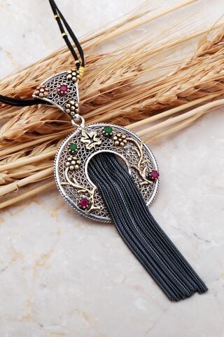 Telkari Elişi Püsküllü Gümüş Kolye 7397