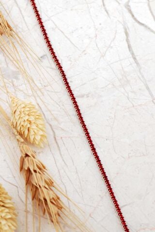 Lal Taşlı Su Yolu İnce Rodyumlu Gümüş Bileklik 4802