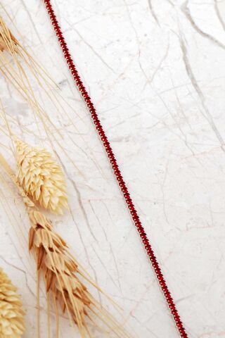 Lal Taşlı Su Yolu İnce Rodyumlu Gümüş Bileklik 4802