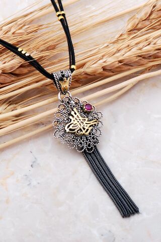 Osmanlı Tuğralı Telkari Elişi Püsküllü Gümüş Kolye 7401