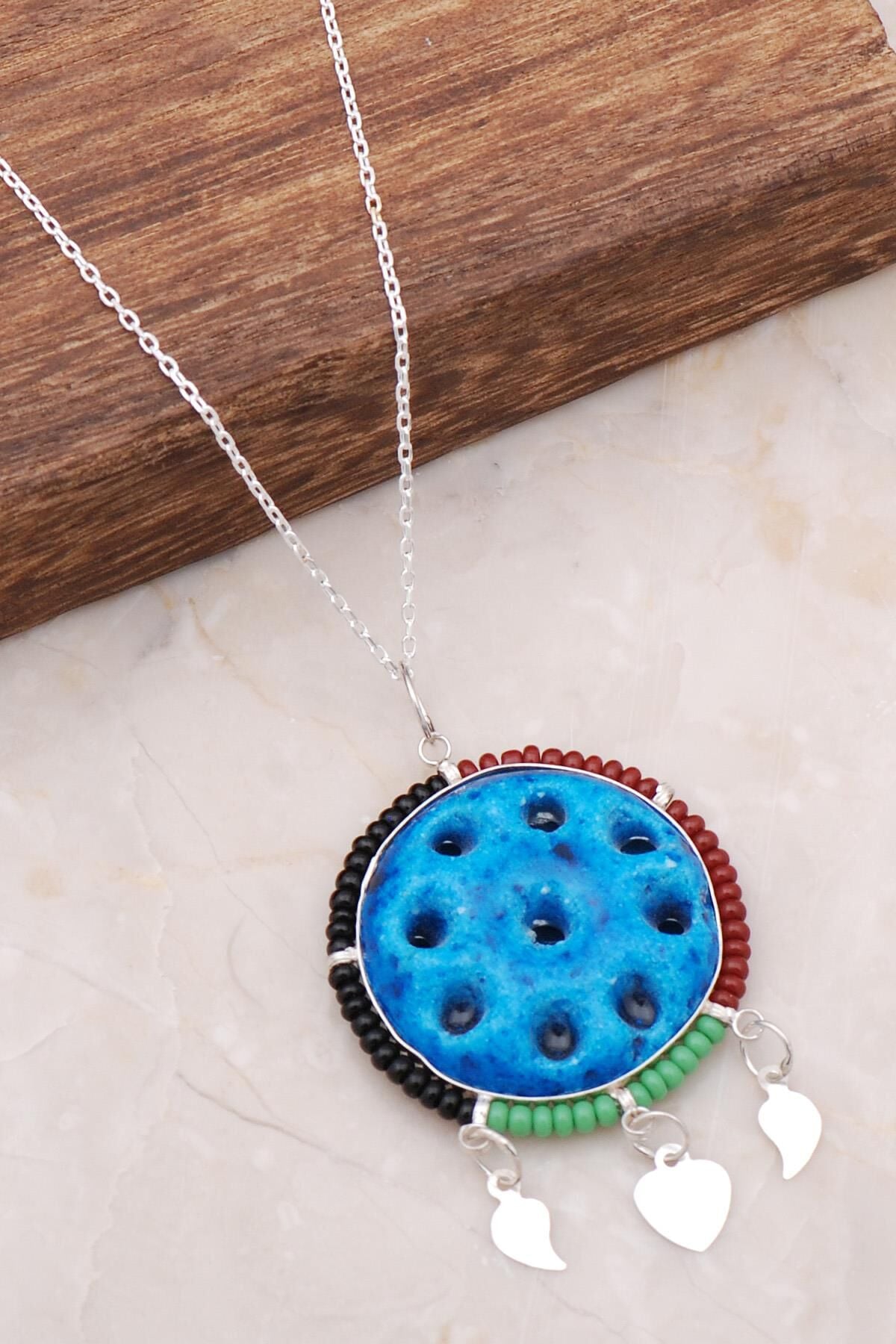 Süryani Nazar Boncuğu Dokuz Gözlü Gümüş Kolye 3674