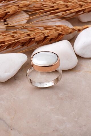 Sedef Taşlı Elişi Gümüş Yüzük 3500