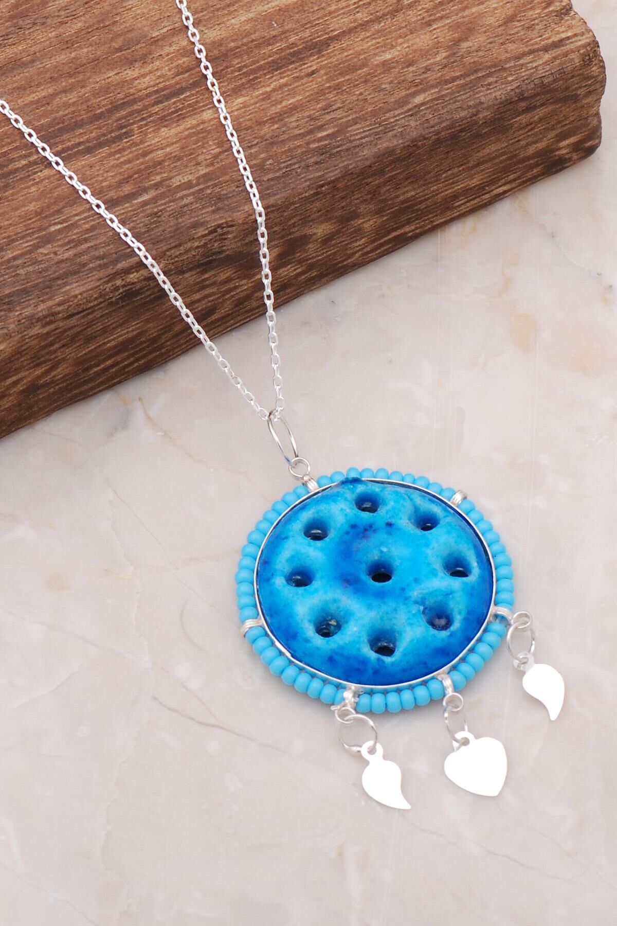 Süryani Nazar Boncuğu Dokuz Gözlü Gümüş Kolye 3675