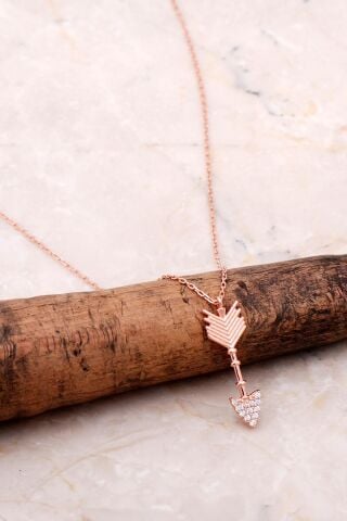 Rose Gümüş Ok Simgesi Tasarım Kolye 6922