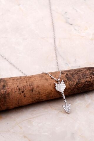 Ok Simgesi Gümüş Tasarım Kolye 6923