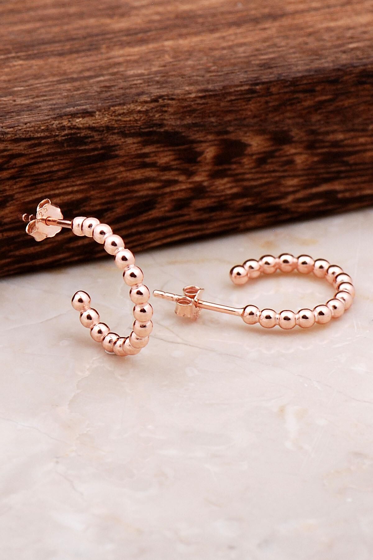 Rose Gümüş Dorika 15 Mm Halka Küpe 4879