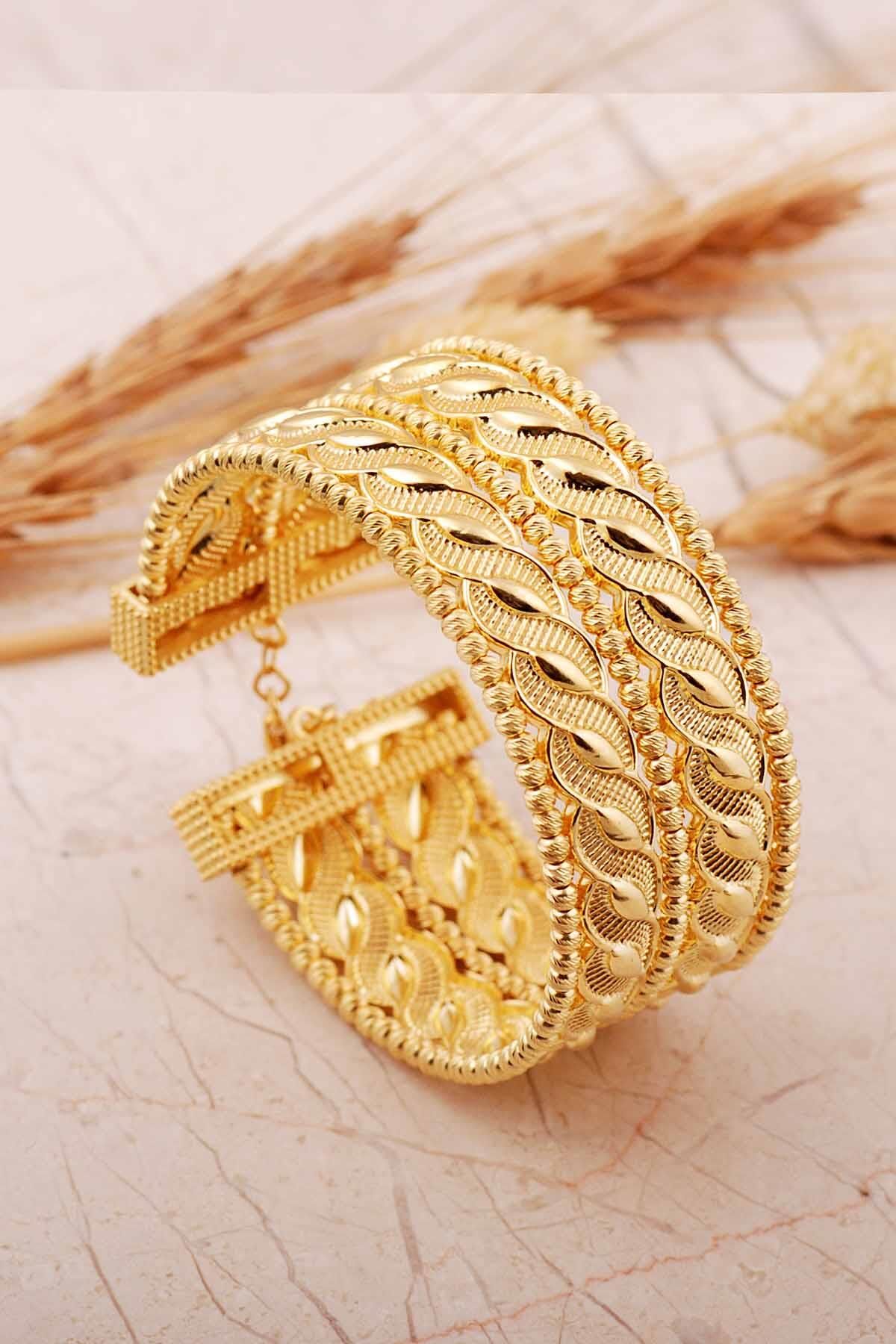 Dorika Altın Kaplama İki Sıra 925 Ayar Gümüş Burma Bilezik 4803