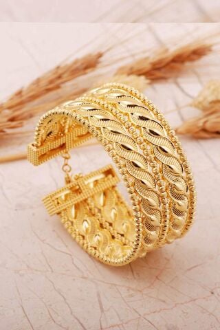 Dorika Altın Kaplama İki Sıra 925 Ayar Gümüş Burma Bilezik 4803