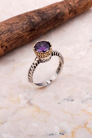 Ametist Taşlı Elişi Tasarım Gümüş Set 2056